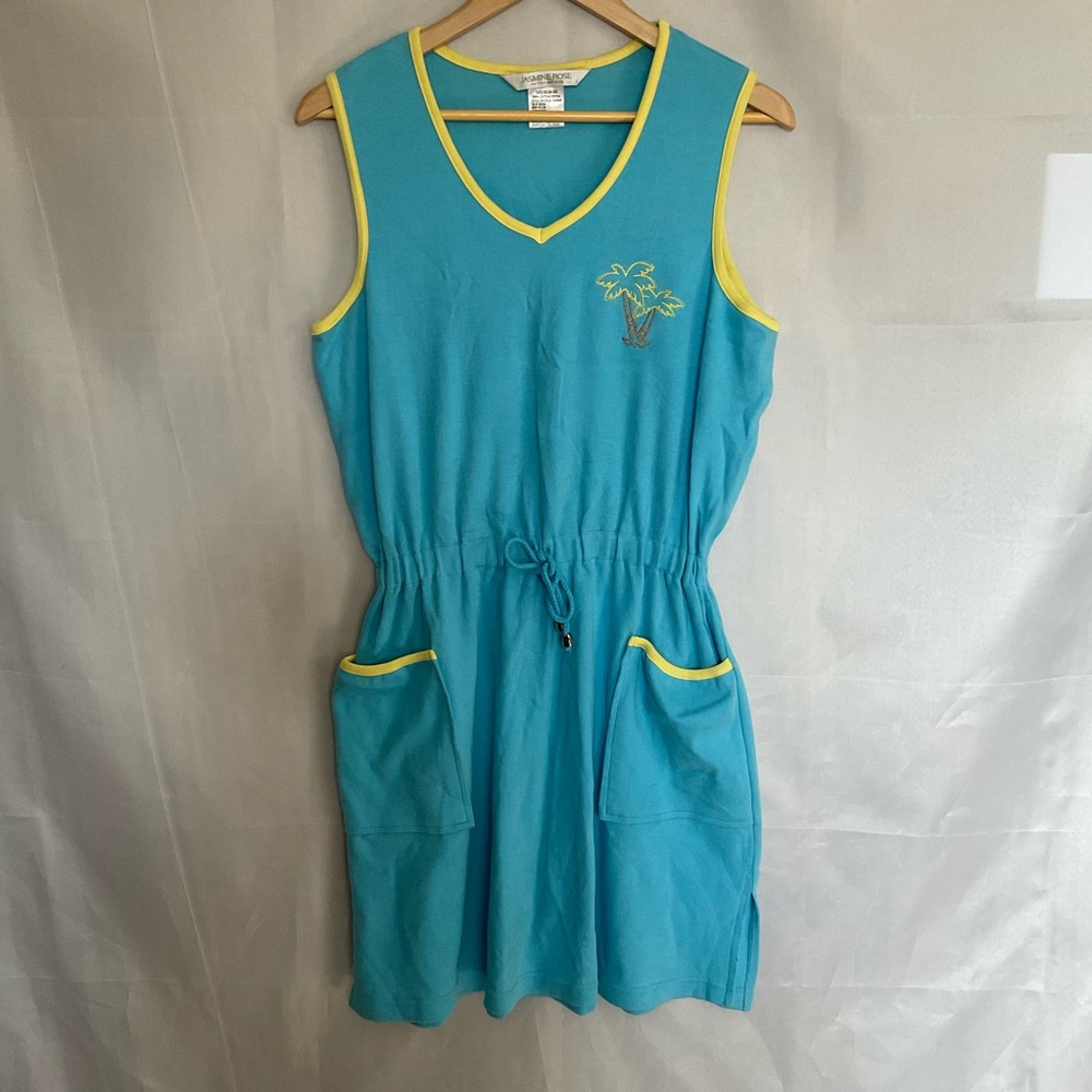 Vintage Jasmine Rose Palm Tree Mini Dress Cover-Up